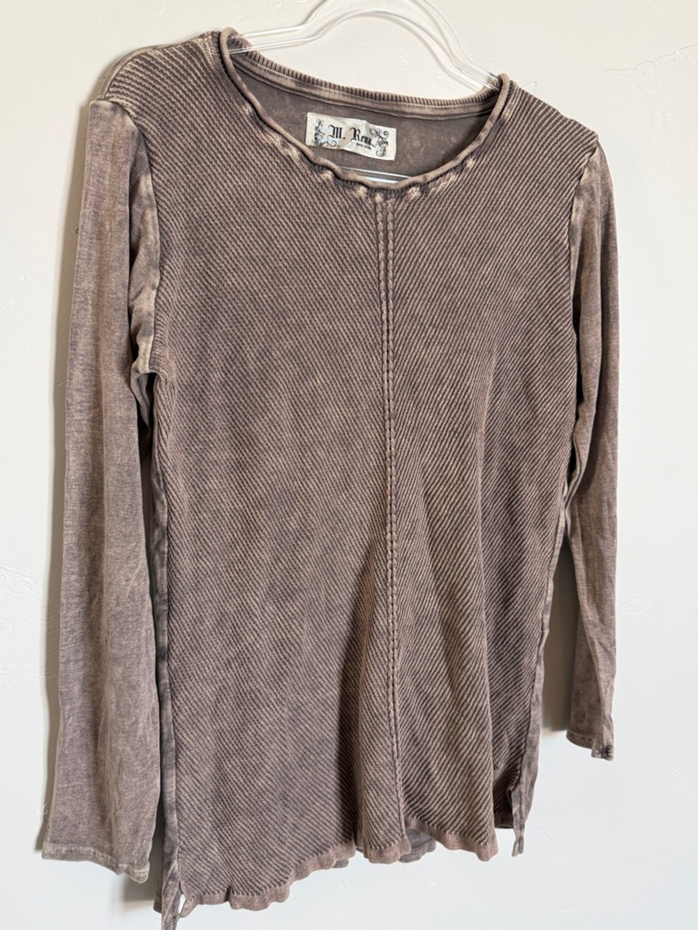 M. Rena Ribbed Long Sleeve Top - Taupe Brown - Picture 6 of 6
